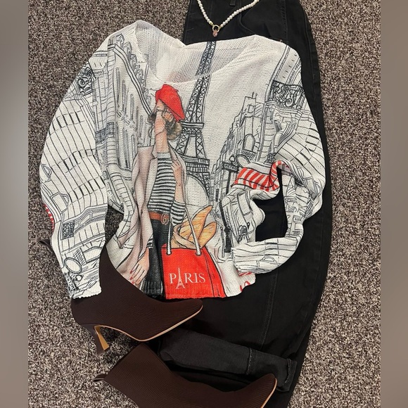 NWT light weight Parisian Graphic Long Sweater - Picture 6 of 8